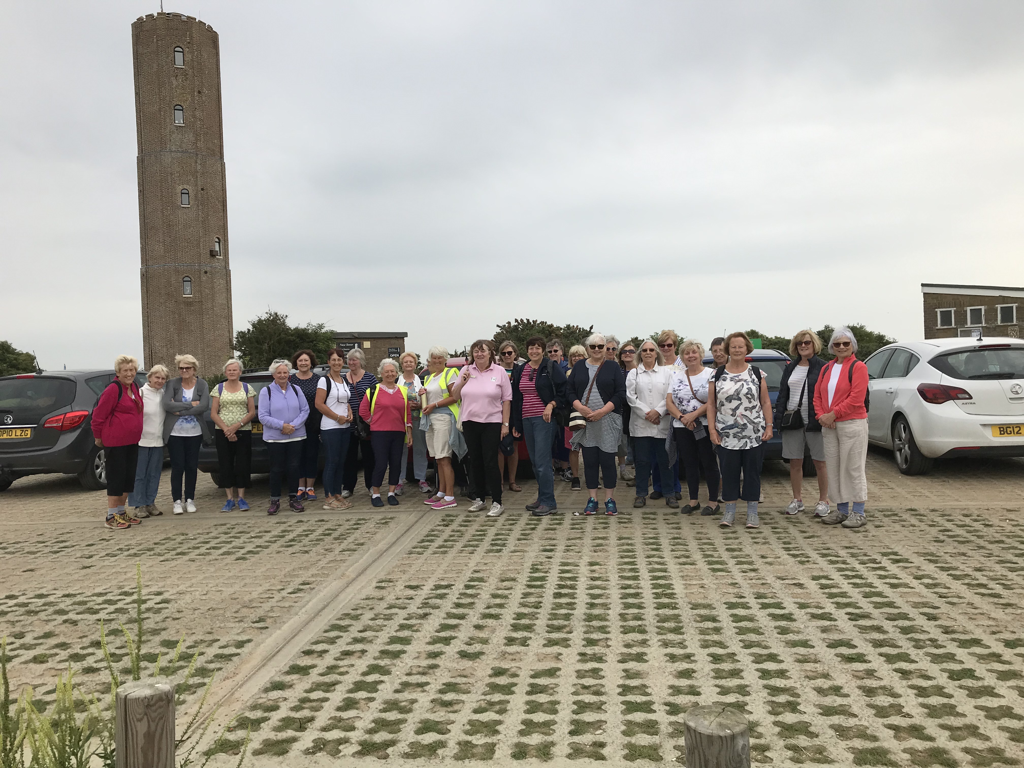 women exploring the naze tower in essex